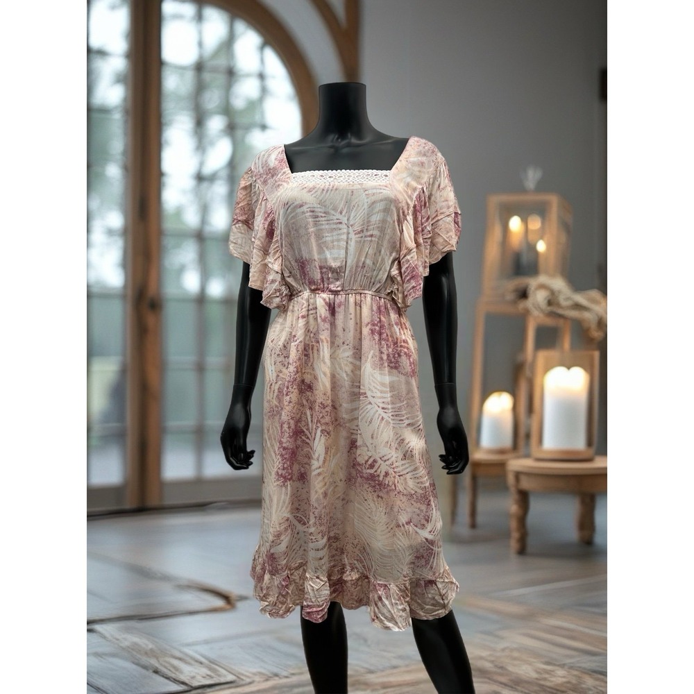 Adrienne Vittadini Dress SZ XL / Romantic Style | Midi | Pull On | Flutter Sleev